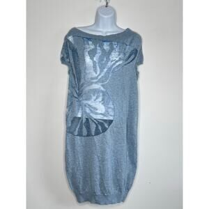 Stella McCartney Dress Tunic‎ Italy Cashmere Size US 6/8 Blue Knit Graphic Sheer